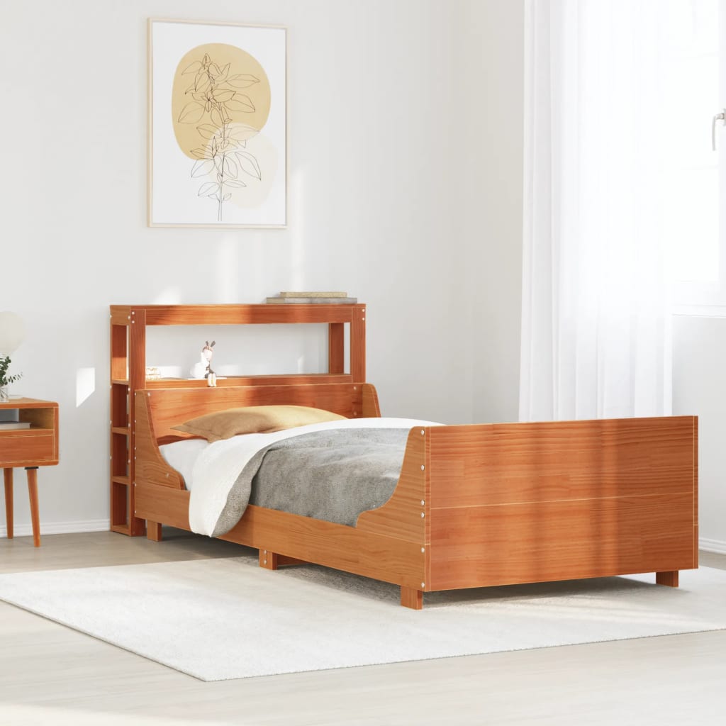 Bed Frame without Mattress Wax Brown 75x190 cm Small Single Solid Wood Pine